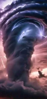 Mobile wallpaper with a powerful storm vortex and lightning.