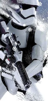 Dynamic Stormtrooper artwork bursting through a vivid design.