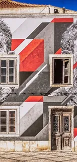 Vibrant urban street art mural wallpaper with bold geometric designs.