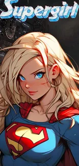 Superhero girl with blonde hair in vibrant costume illustration.