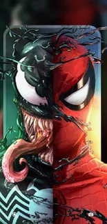 Epic fusion of Venom and Spider-Man wallpaper for mobile.