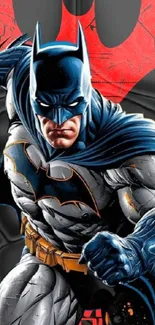 Superhero in action mobile wallpaper, vibrant and dynamic design.