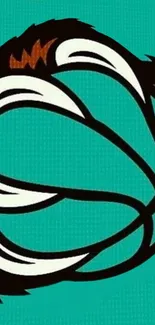 Teal basketball design on a vibrant mobile wallpaper.