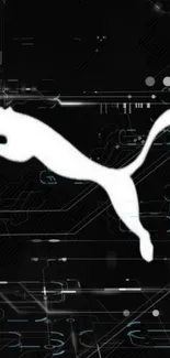 White panther on black tech-themed background wallpaper.