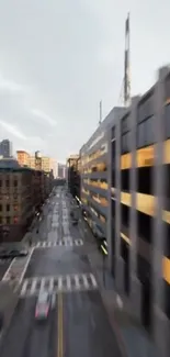 Dynamic urban street view with motion blur effect.