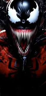 Venom character in detailed artwork featuring intense colors and bold design.