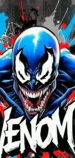 Vibrant Venom comic-inspired wallpaper with bold colors and dynamic design.