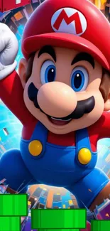 Energetic video game character in dynamic motion with vibrant colors.