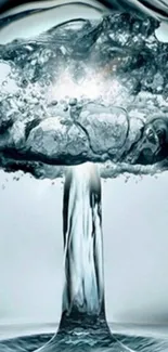 Explosive water art forming a mushroom shape.