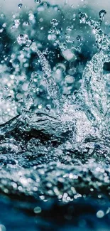 Dynamic water splash wallpaper with blue tones.