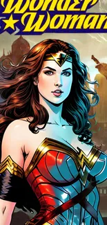 Wonder Woman digital artwork with vibrant colors.