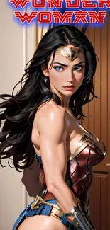 Wonder Woman cartoon illustration vibrant wallpaper