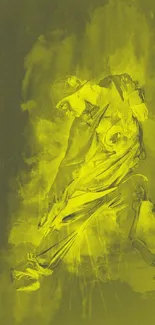 Vibrant yellow abstract dance art on a mobile wallpaper background.