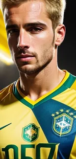 Yellow and green Brazil soccer jersey portrait wallpaper.