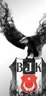 Black and white eagle with BJK emblem wallpaper.