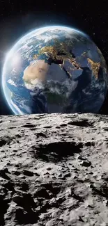 Stunning view of Earth from the moon's surface.