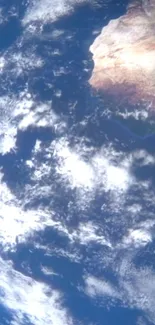 A stunning view of Earth from space, showcasing blue oceans and white clouds.