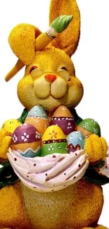 Easter bunny with colorful eggs mobile wallpaper.