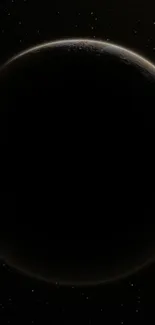 Dark planet in eclipse with starry sky.