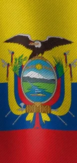 Ecuador national flag with vibrant colors and emblem.