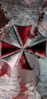 Edgy red cross design on grunge background wallpaper.