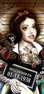 Edgy fairytale character mobile wallpaper with urban artistic style.