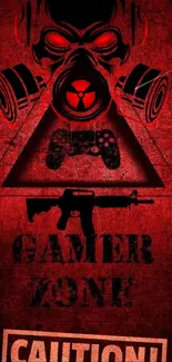 Edgy Gamer Zone red wallpaper with graphic design.