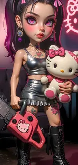 Edgy Hello Kitty fan art wallpaper displaying a unique character design.