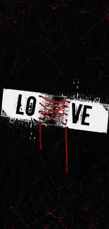 Edgy love design mobile wallpaper in black, red, and white colors.