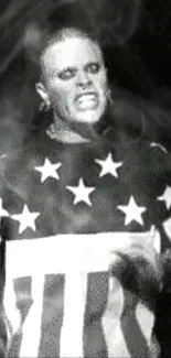 Black and white wallpaper featuring a performer with star-themed apparel.