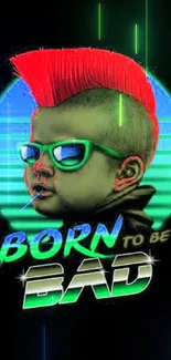 Punk style baby with mohawk and sunglasses.