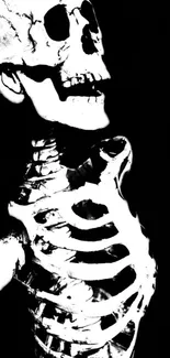 Black and white edgy skeleton wallpaper design.