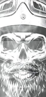 Edgy monochrome skull art wallpaper for mobile.