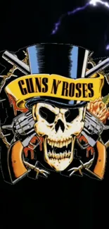 Guns N' Roses skull with top hat logo.