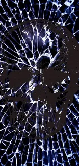 Edgy skull on shattered glass design wallpaper.