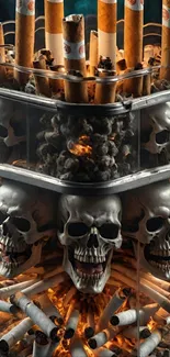 Skulls and cigarettes mobile wallpaper art.