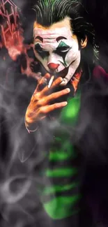 Mysterious clown with smoke background.