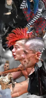 Collage of punk and tattoo street style elements.