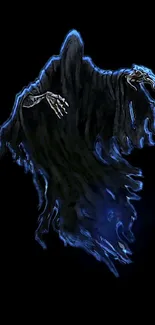 Cloaked specter with skeletal arms on a dark background.