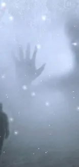 Foggy scene with silhouette and alien appearance.