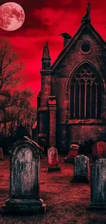 Gothic cemetery at night with tombstones under a dark, moonlit sky.