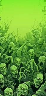 Green zombie horde mobile wallpaper, perfect for horror fans.