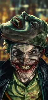 Joker revealing mask in vivid comic art wallpaper.