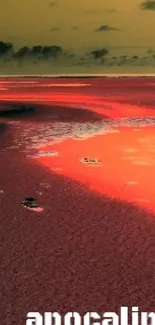 Apocalyptic red landscape with dark sky