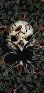 Skull and spider with ants mobile wallpaper.