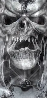 Intricate gothic skull art wallpaper for mobile devices.