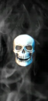 Spooky skull with smoke on a dark background.