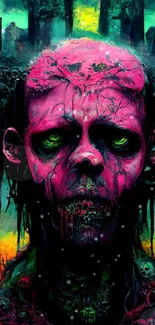 Zombie-themed mobile wallpaper with surreal colors.