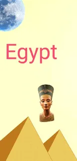 Egyptian themed mobile wallpaper with pyramids and Nefertiti.