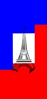 Eiffel Tower on French tricolor mobile wallpaper design.